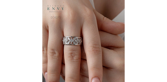 10k white gold wide diamond fa