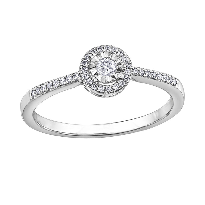 10 Karat Halo Engagement Ring, 0.05 CT Center
