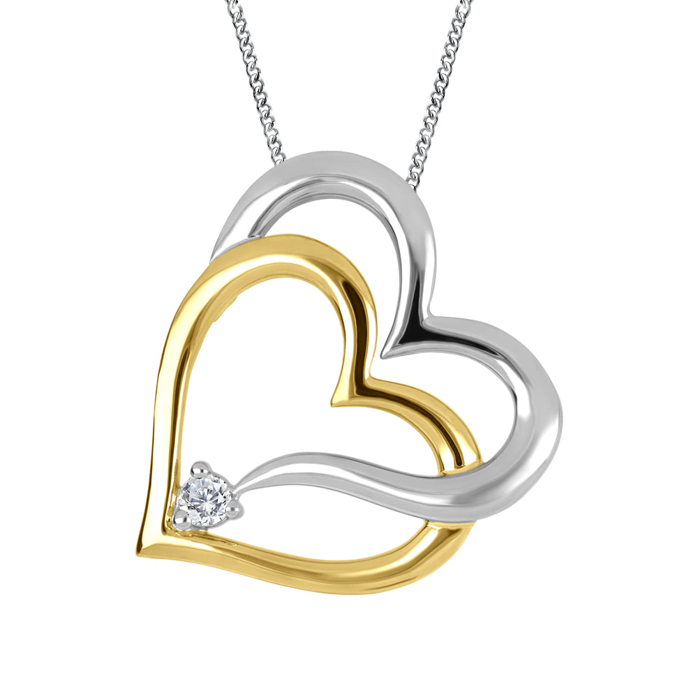 10 Karat 0.025TDW Diamond Heart Necklace, 18"