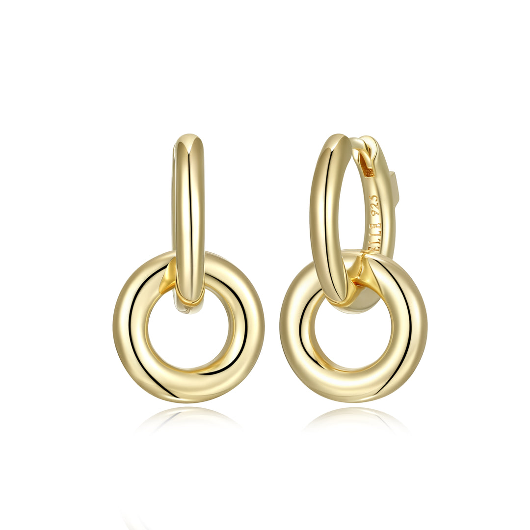 ELLE "Simpatico" gold plated sterling silver 16mm huggies