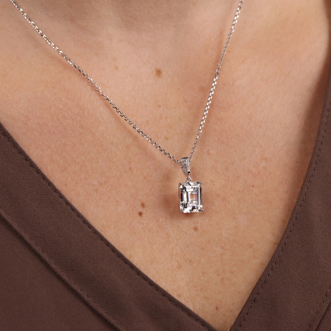Reign Emerald Cut CZ Solitiare Necklaece