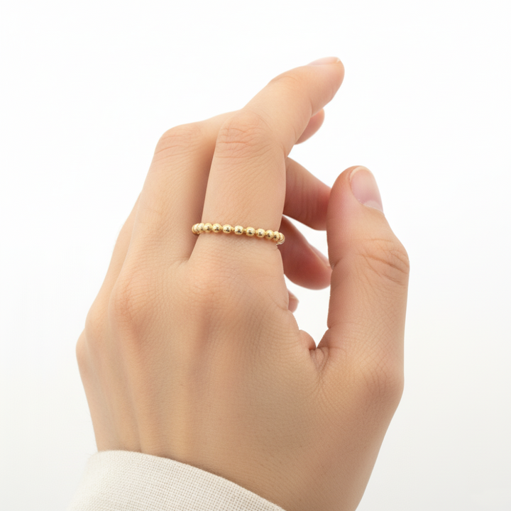 10k yellow gold 2mm beaded sta