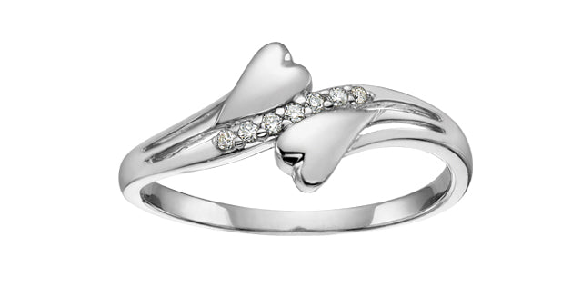 10k white gold two hearts diam
