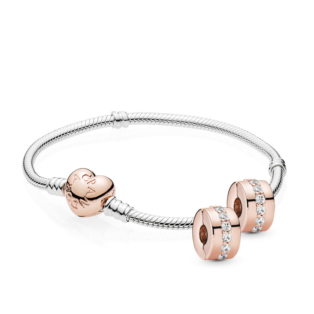 Pandora Sterling Silver & Rose Moments Iconic Bracelet Gift Set; size 20 cm/ 7.9 inch