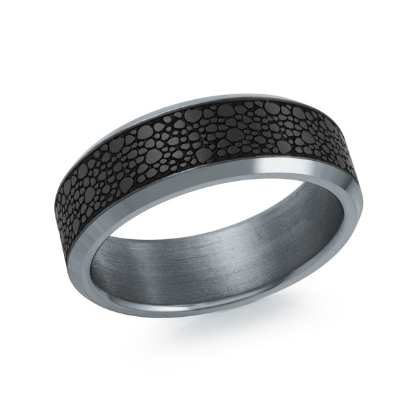 Malo Black Tantalum & Carbon Fibre Ring, size 10