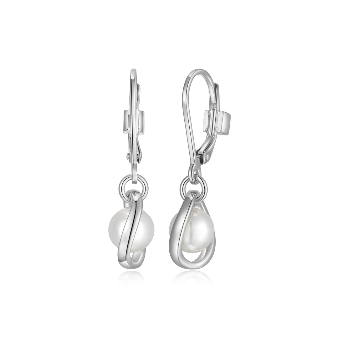 Silver Pearl Dangle Earrings