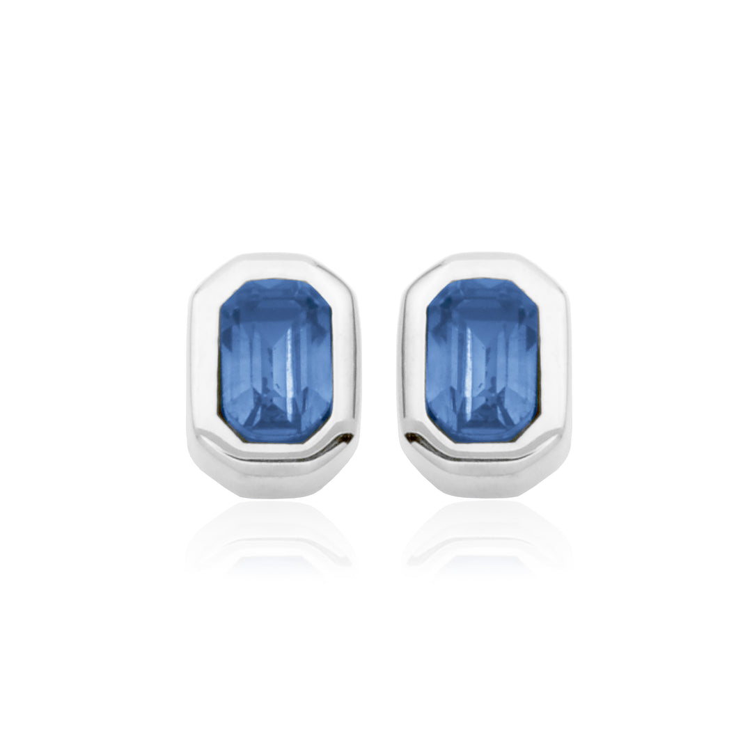 SteelX Stud Earrings with Blue Glass Stones