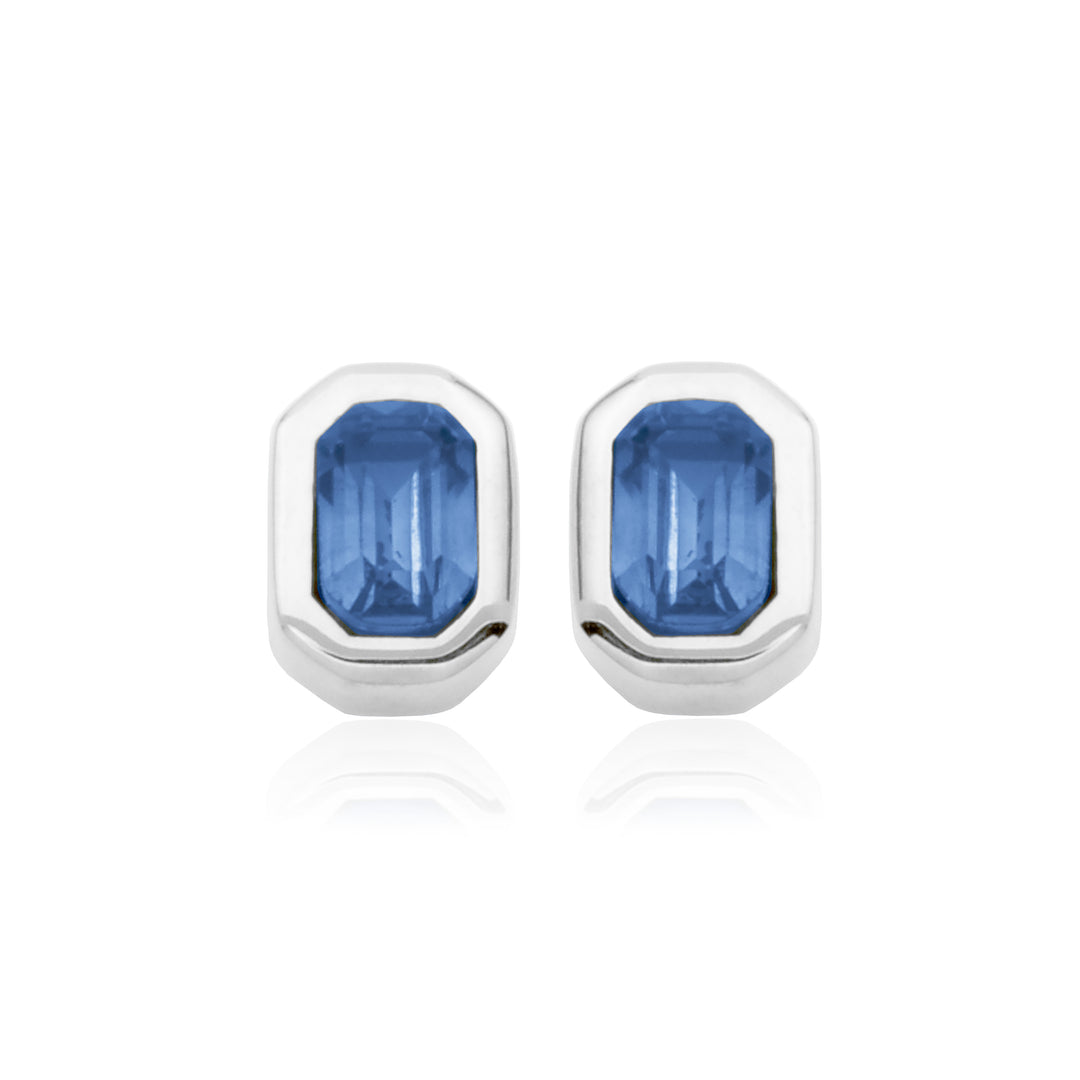 SteelX Stud Earrings with Blue Glass Stones