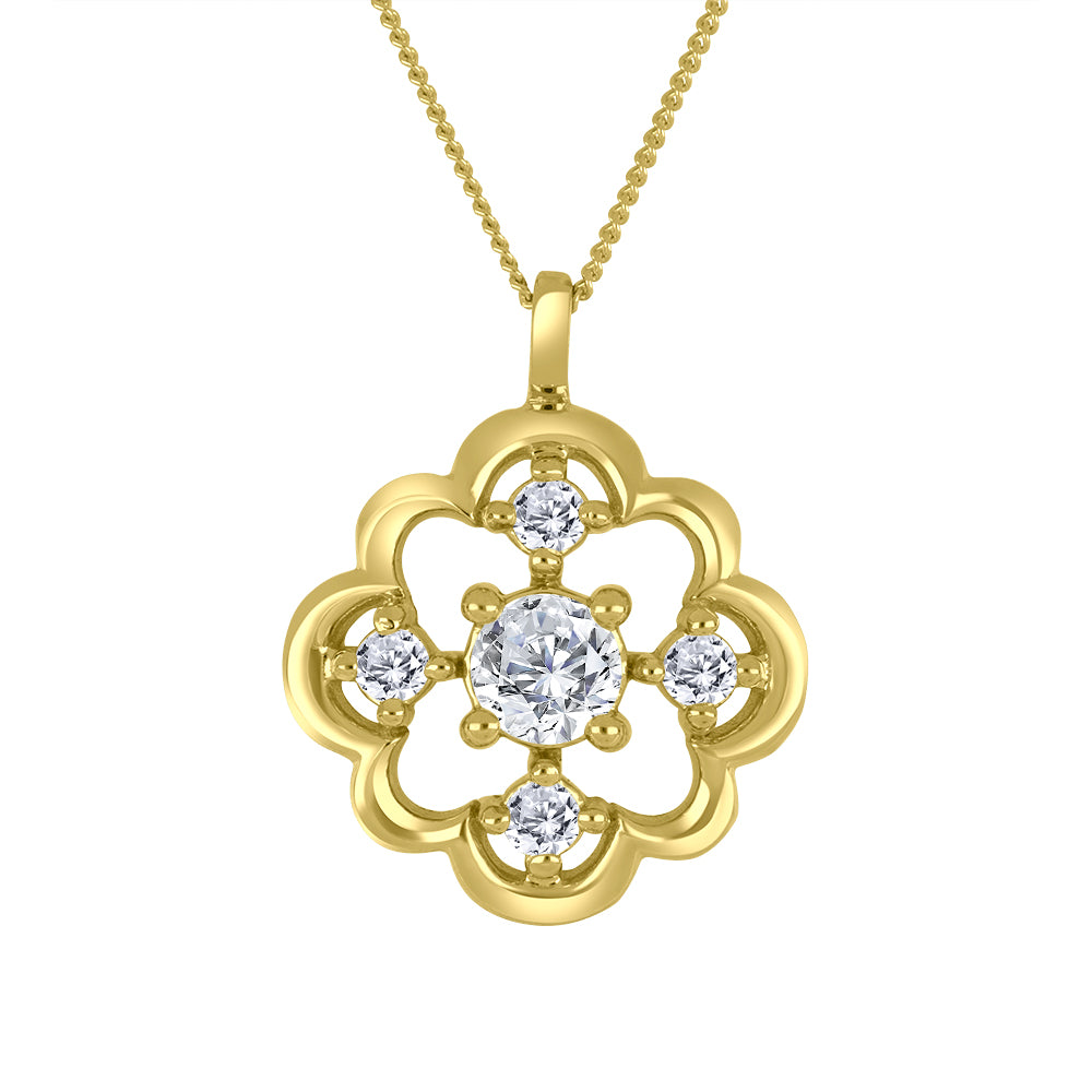 10k yellow gold floral pendant