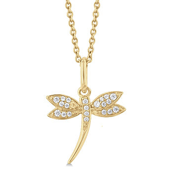 10K Diamond Dragonfly Pendant, 0.10 TDW