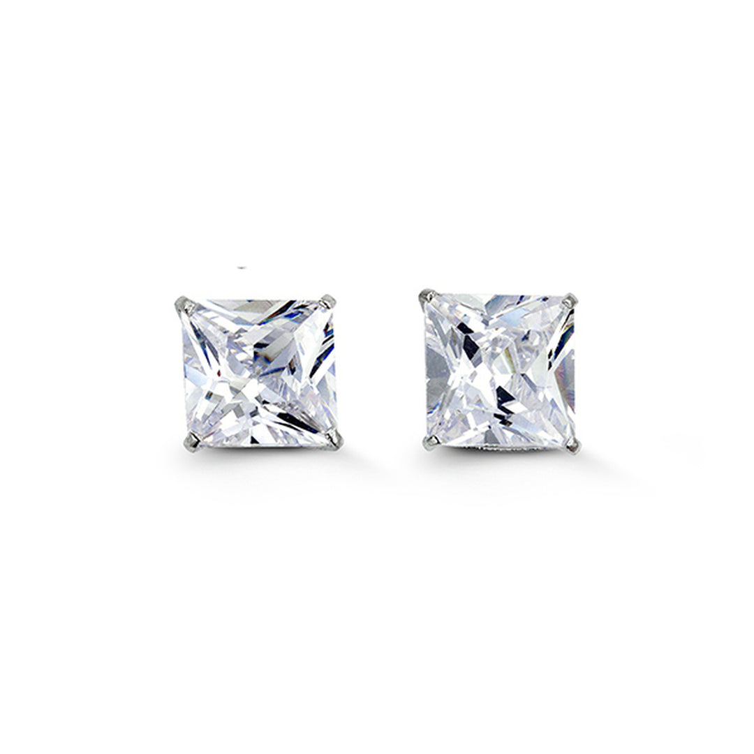 14K CZ Stud Earrings, 8mm