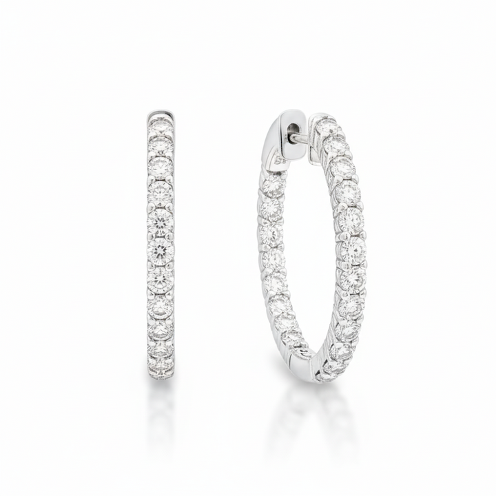 1.50TDW Lab-Grown Inside Out Hoop Earrings, Sterling Silver