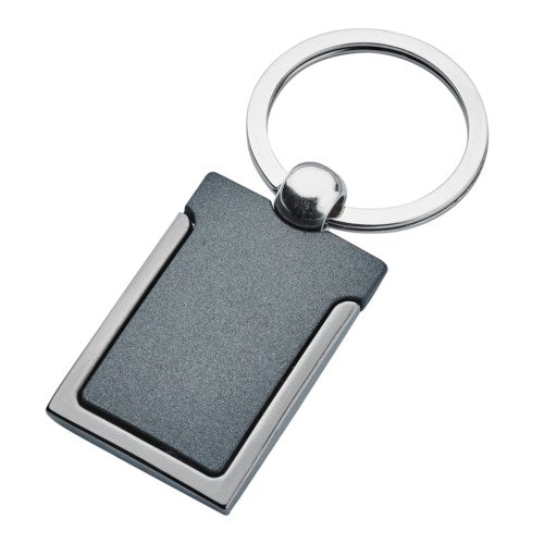 Matte Gray Dual Sided Key Ring