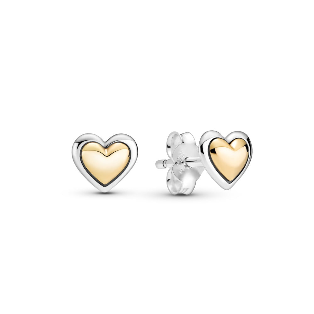 FINAL SALE- Pandora Domed Golden Heart Stud Earrings