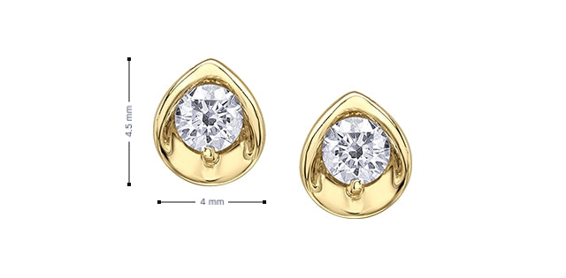 10 Karat Stud Earrings, 0.10 CTW