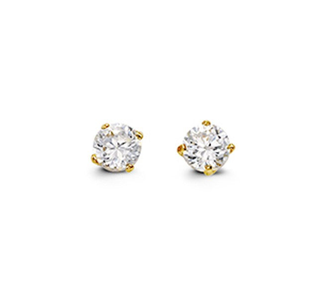 14k Yellow Gold 3mm CZ Stud Earrings