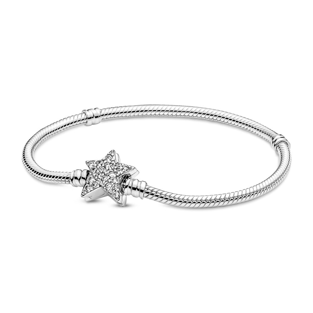 Pandora Moments Asymmetric Star Clasp Snake Chain Bracelet, 6.7"