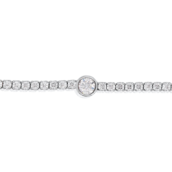 Bezel Set Cubic Zirconia Silver Tennis Bracelet
