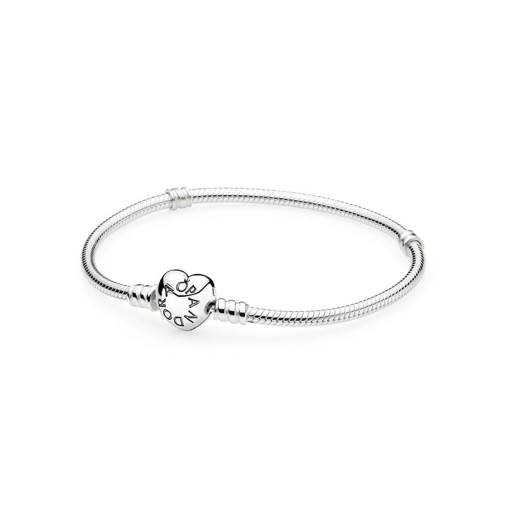 Pandora Moments Heart Clasp Snake Chain Bracelet, 6.3"