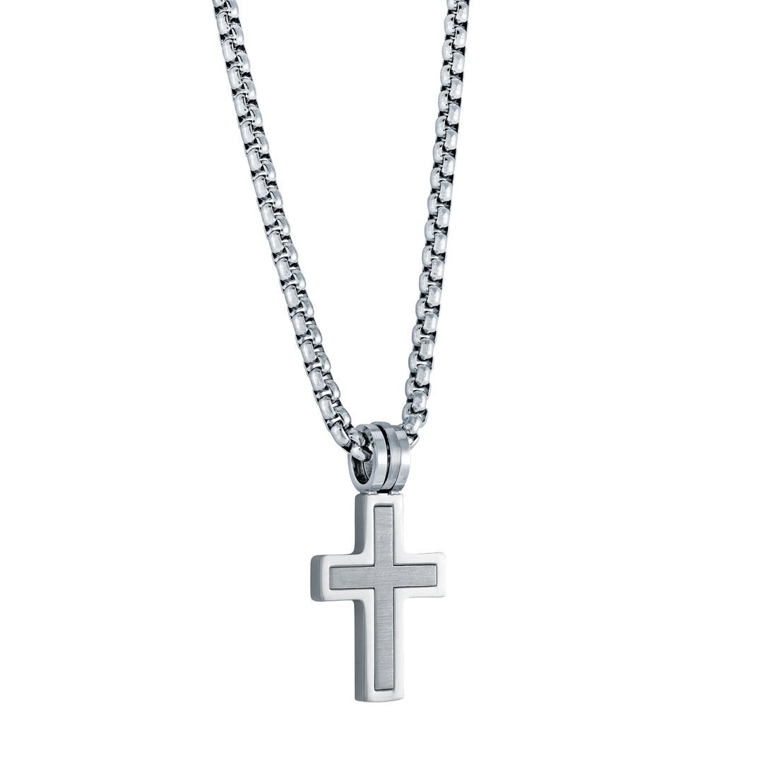 Brushed Center 25MM Cross Pendant