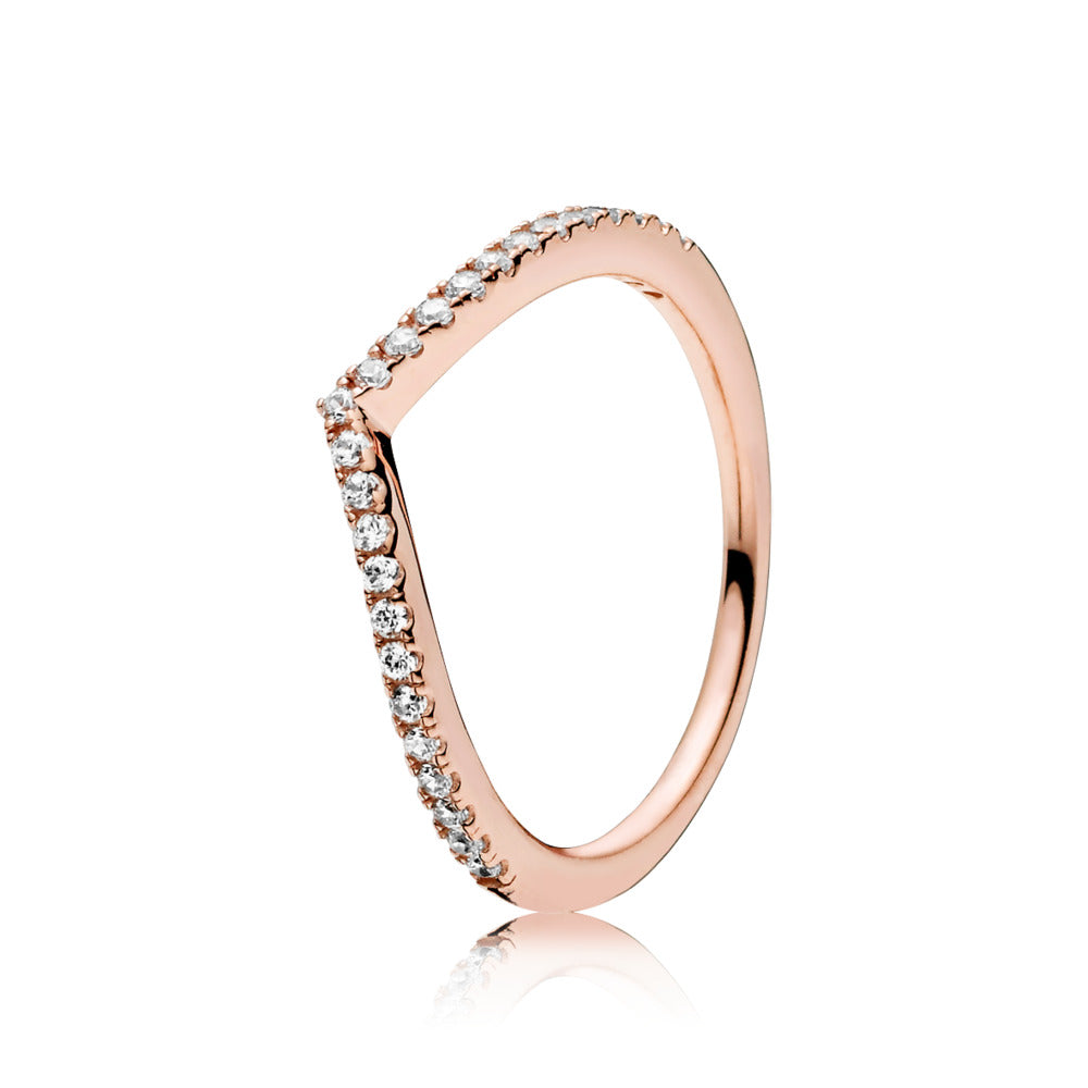 Pandora Sparkling Wishbone Ring, Size 7