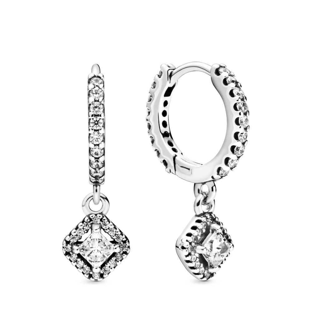 Pandora Square Sparkle Hoop Earrings