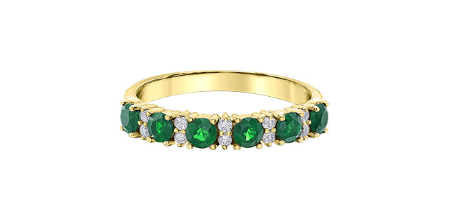 10 Karat Emerald & Diamond Band