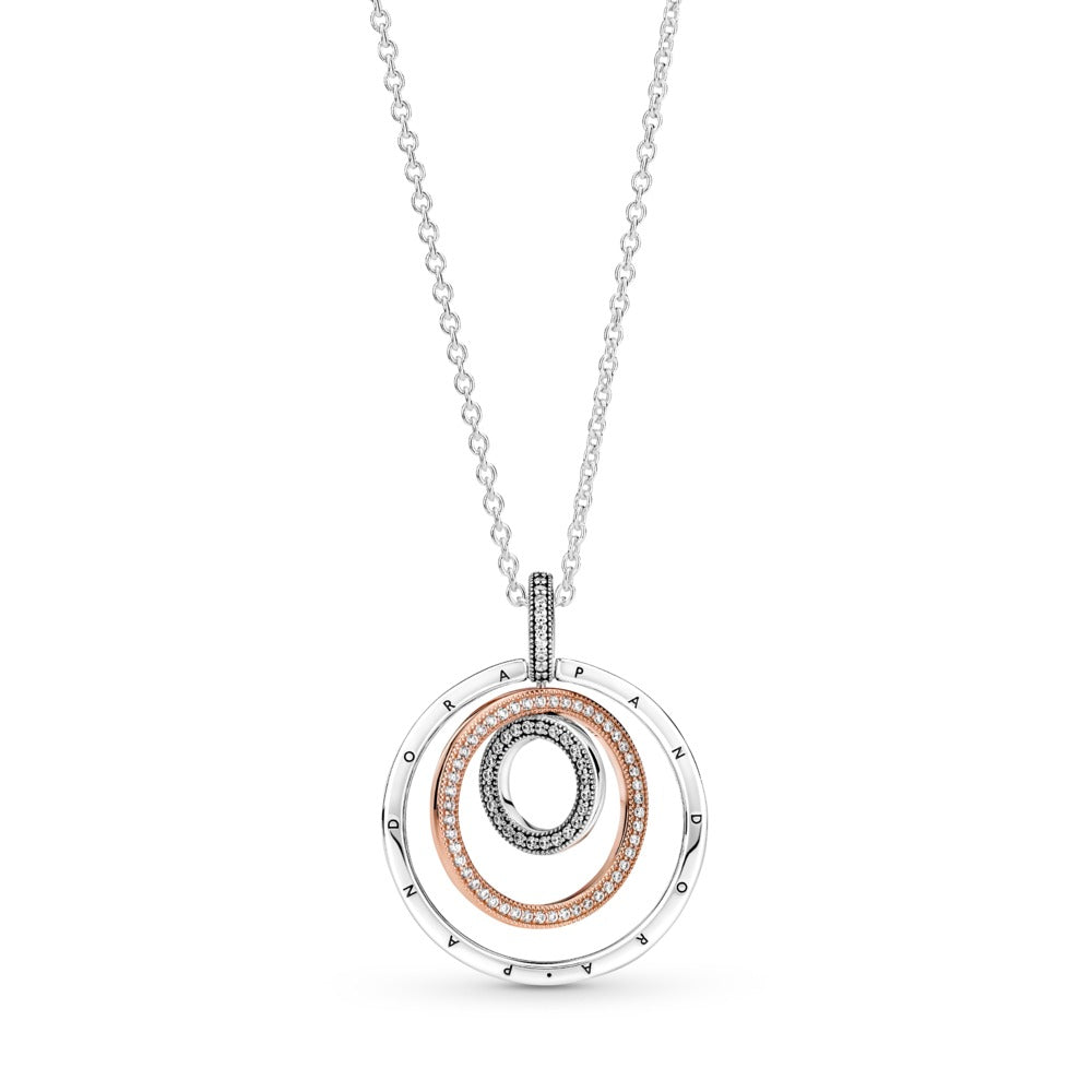 Two-tone Circles Pendant & Necklace, 23.6"