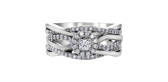 10 Karat Halo Engagement Ring, 0.10 CT Center