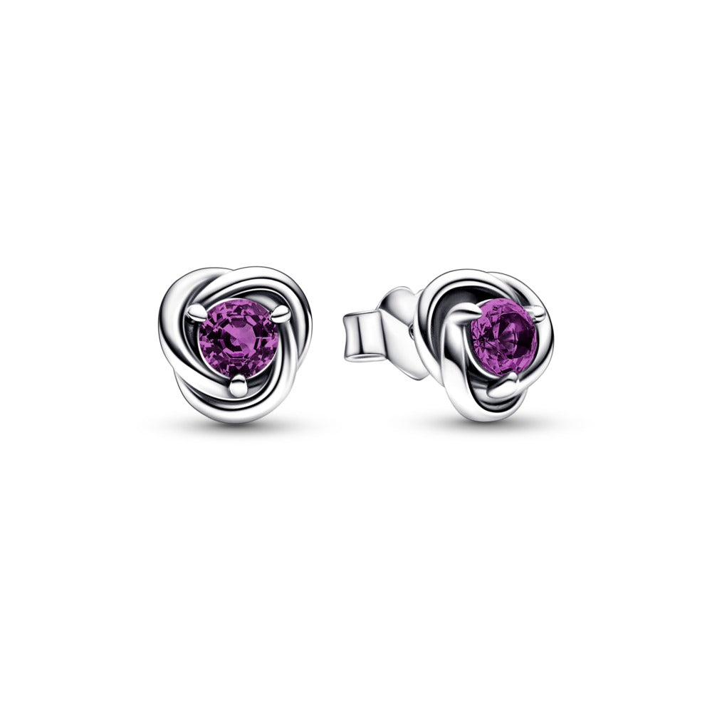 Pandora February Purple Eternity Circle Stud Earrings