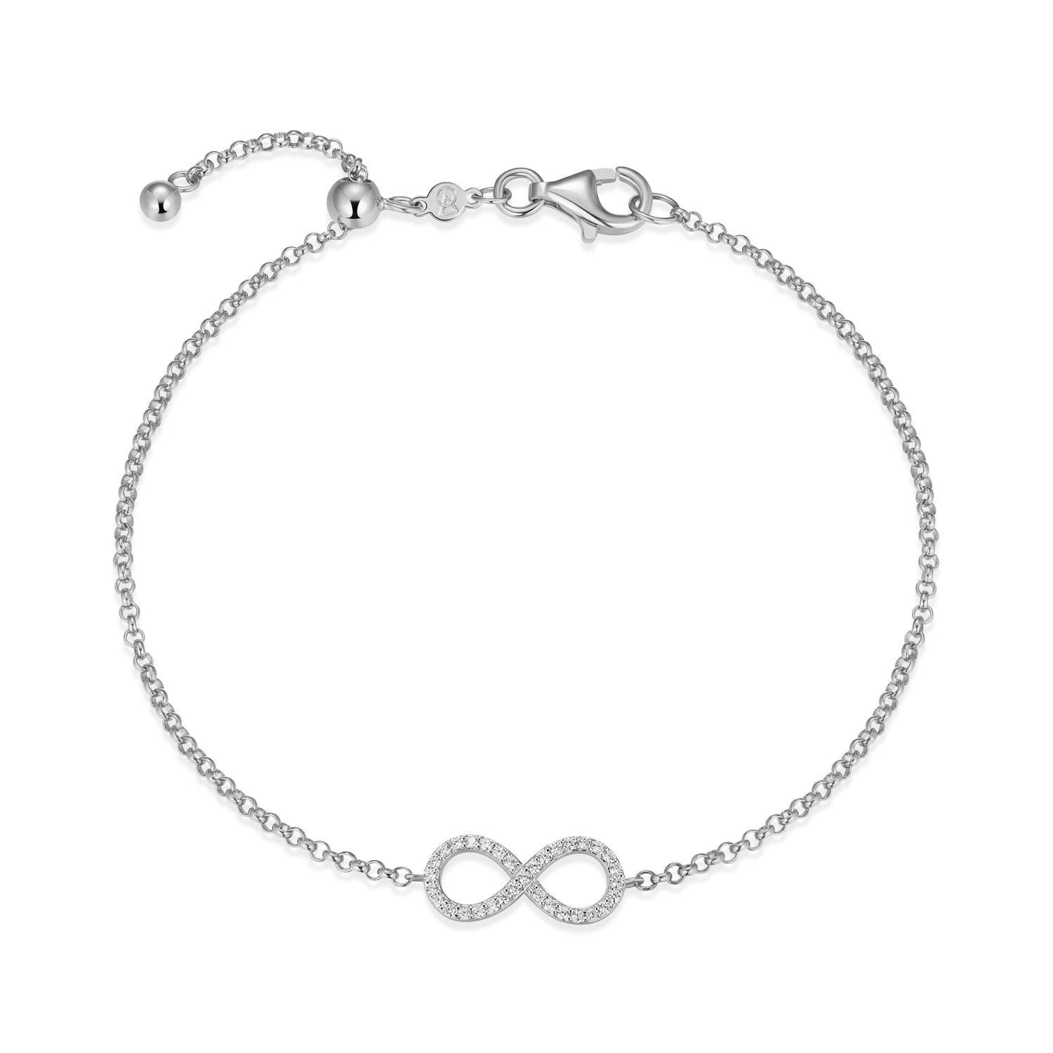 "M" Lab-Created Diamond Silver Bracelet, 7.75"
