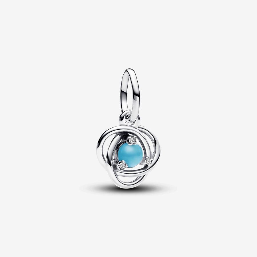 Pandora December Turqoise Blue Eternity Circle Dangle Charm