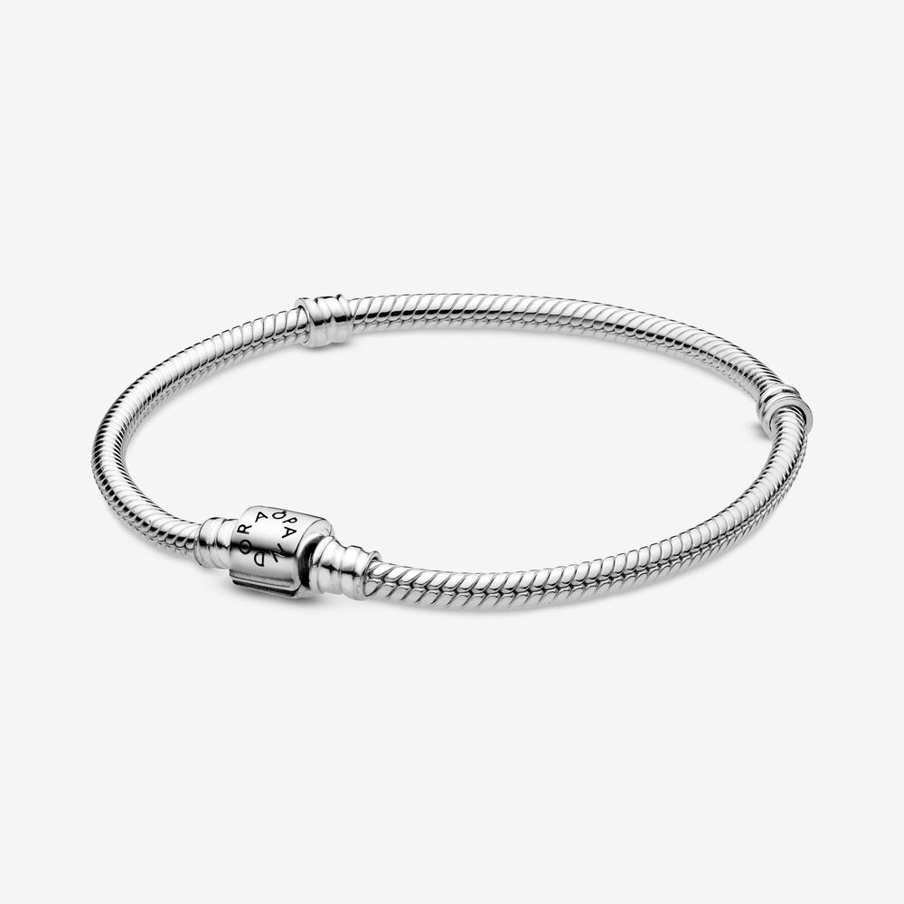 Pandora Moments Barrel Clasp Snake Chain Bracelet, 7.1"