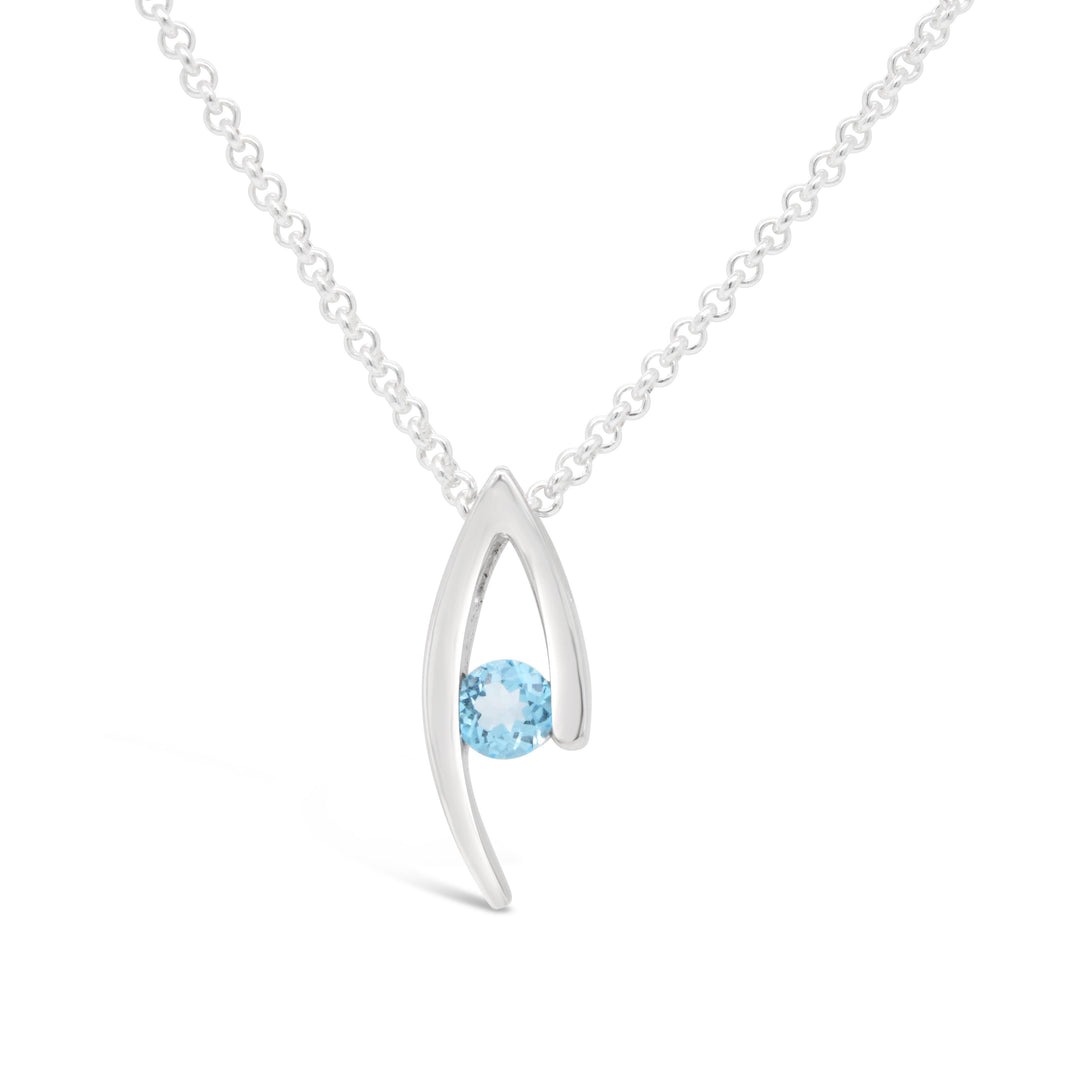 Double Curve Birthstone Pendant, March