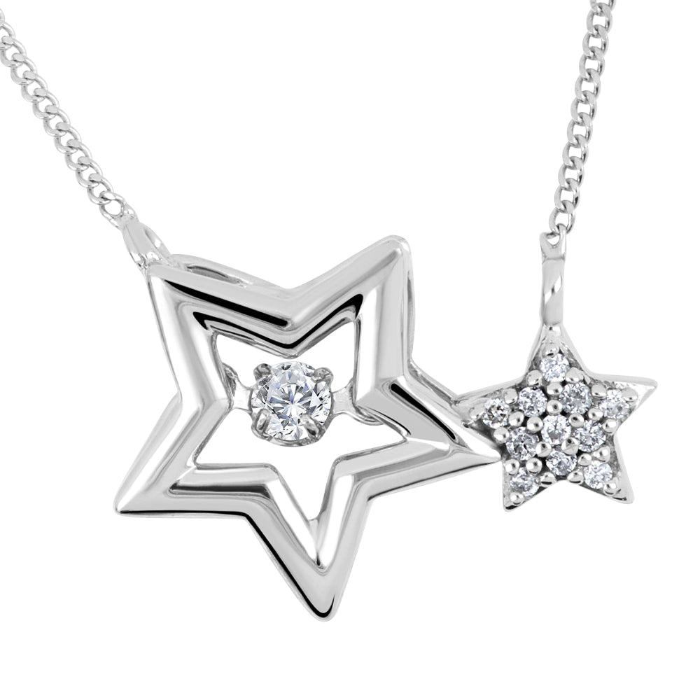 10 Karat 0.046TDW Diamond Star Necklace, 18"