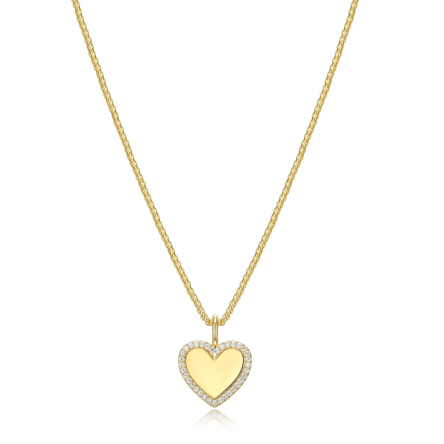 Reign 18K Gold-Plated Sterling Silver CZ Heart Disc Necklace
