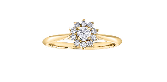 14 Karat Halo Engagement Ring, 0.18 CT Center