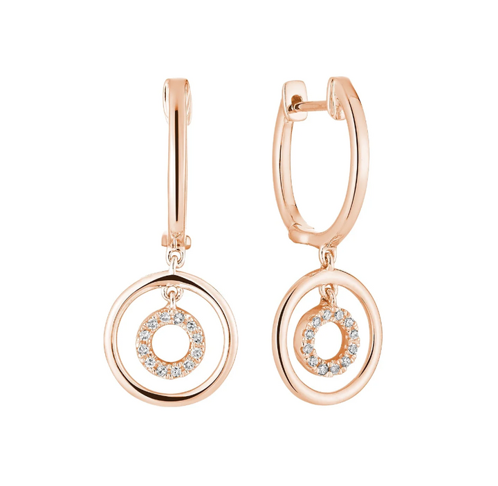 10k Gold Hoop And Dangle Diamond Earrings. 0.07tdw