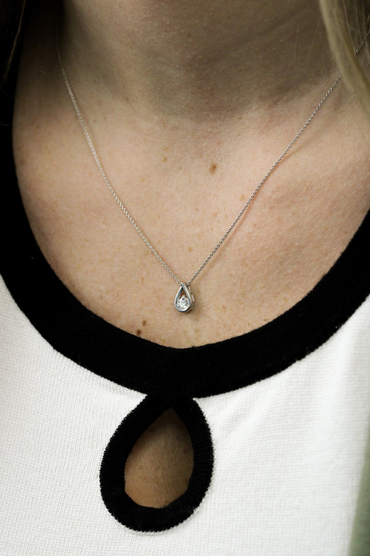 Love Grown Sterling Silver Solitaire Pendant, 0.50ct Round Lab-Grown Diamond
