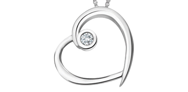10 Karat 0.03TDW Diamond Heart Necklace, 18"