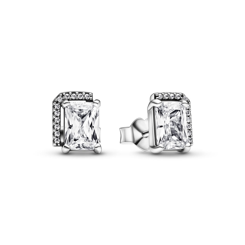 FINAL SALE - Pandora Rectangular Sparkling Halo Earrings