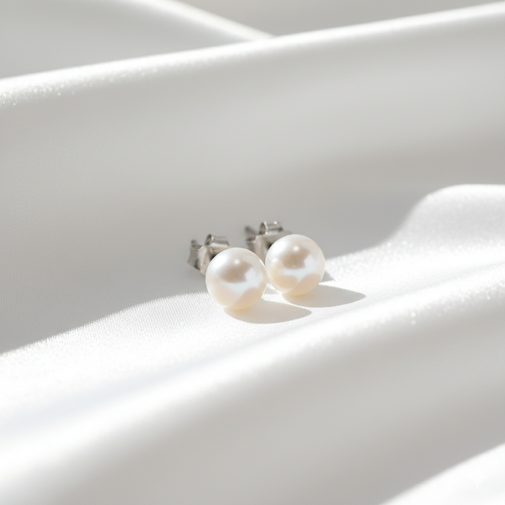 6.6MM Emulated Pearl Stud Earrings