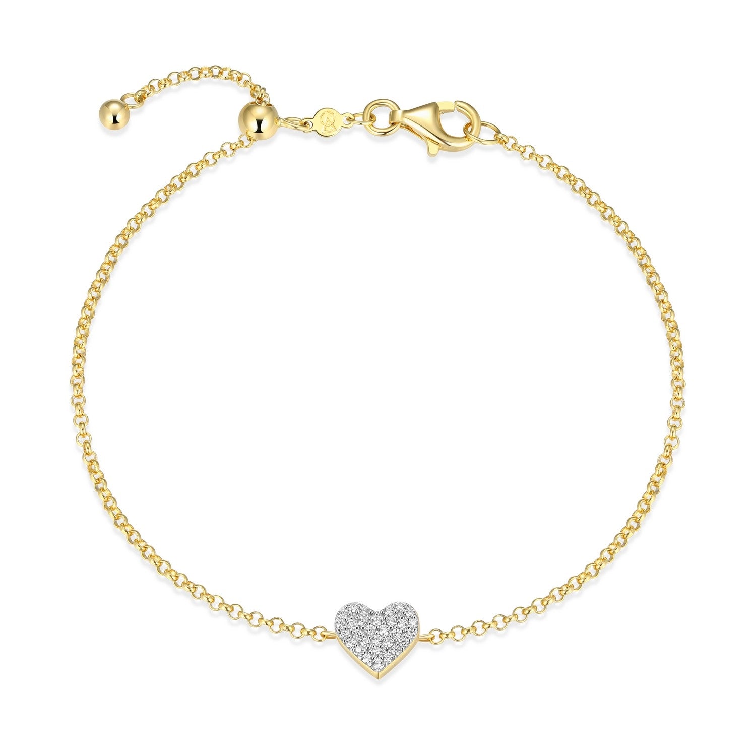 "M" Lab-Created Diamond Gold-Plated Pavé Heart Bracelet