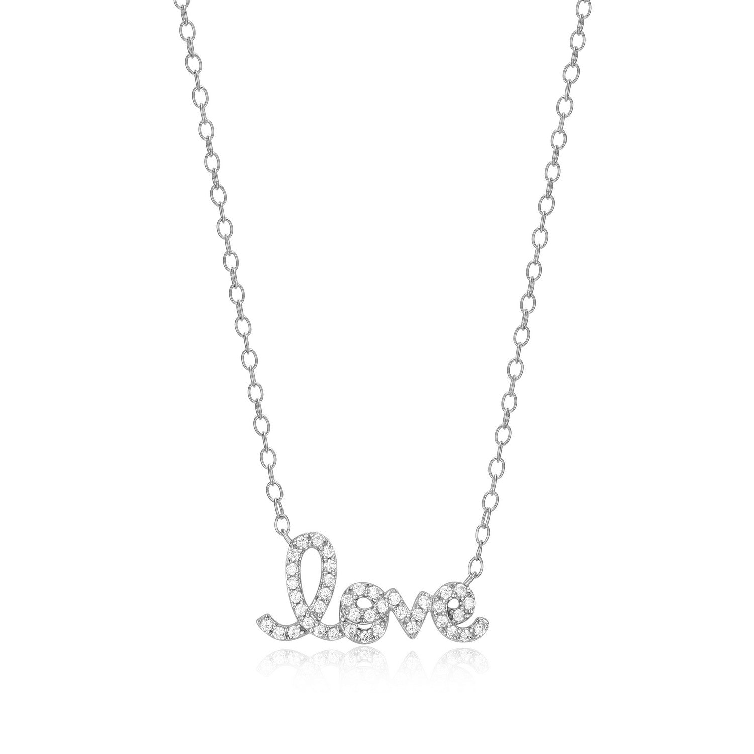 "M" Lab-Created Diamond Sterling Silver "Love" Necklace