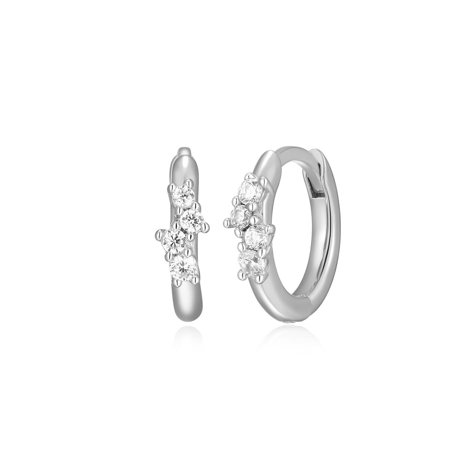 "M" Lab-Created Diamond Sterling Silver Scattered Huggies