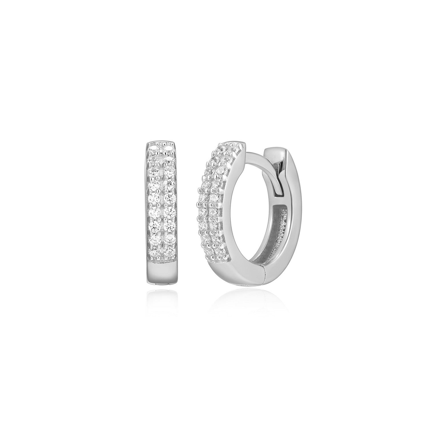 "M" Lab-Created Diamond Double-Row Huggie Hoops