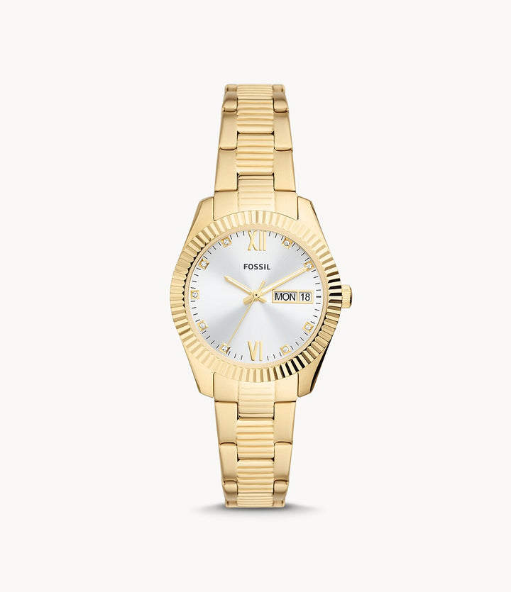 Fossil Scarlette Three-Hand Day-Date Gold-Tone Stainless Steel Watch