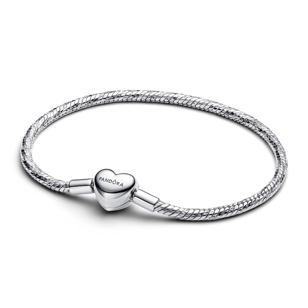 Pandora Heart Clasp Faceted Snake Chain Bracelet