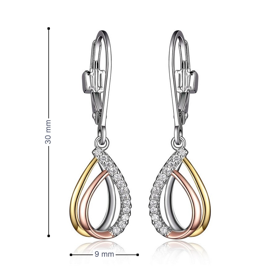 Elle "Ocean" Tri-Tone Drop Earrings