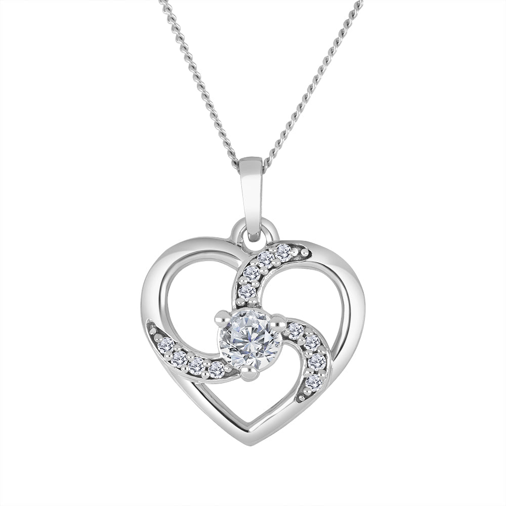 10k white gold heart pendant f